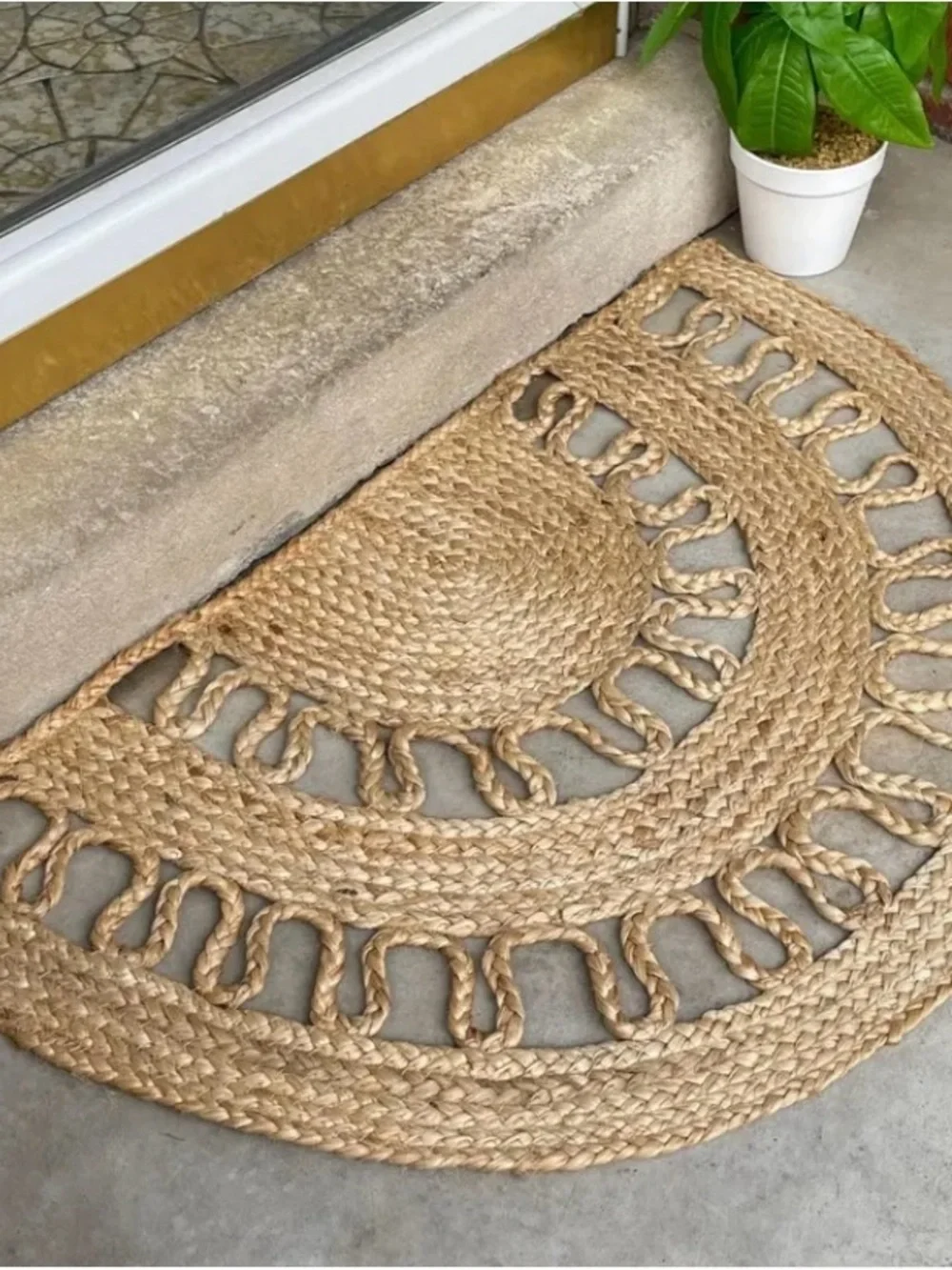 🌴Handwoven Boho Half Moon 100% Jute Rug/Doormat | Wall Hanging| 18x30